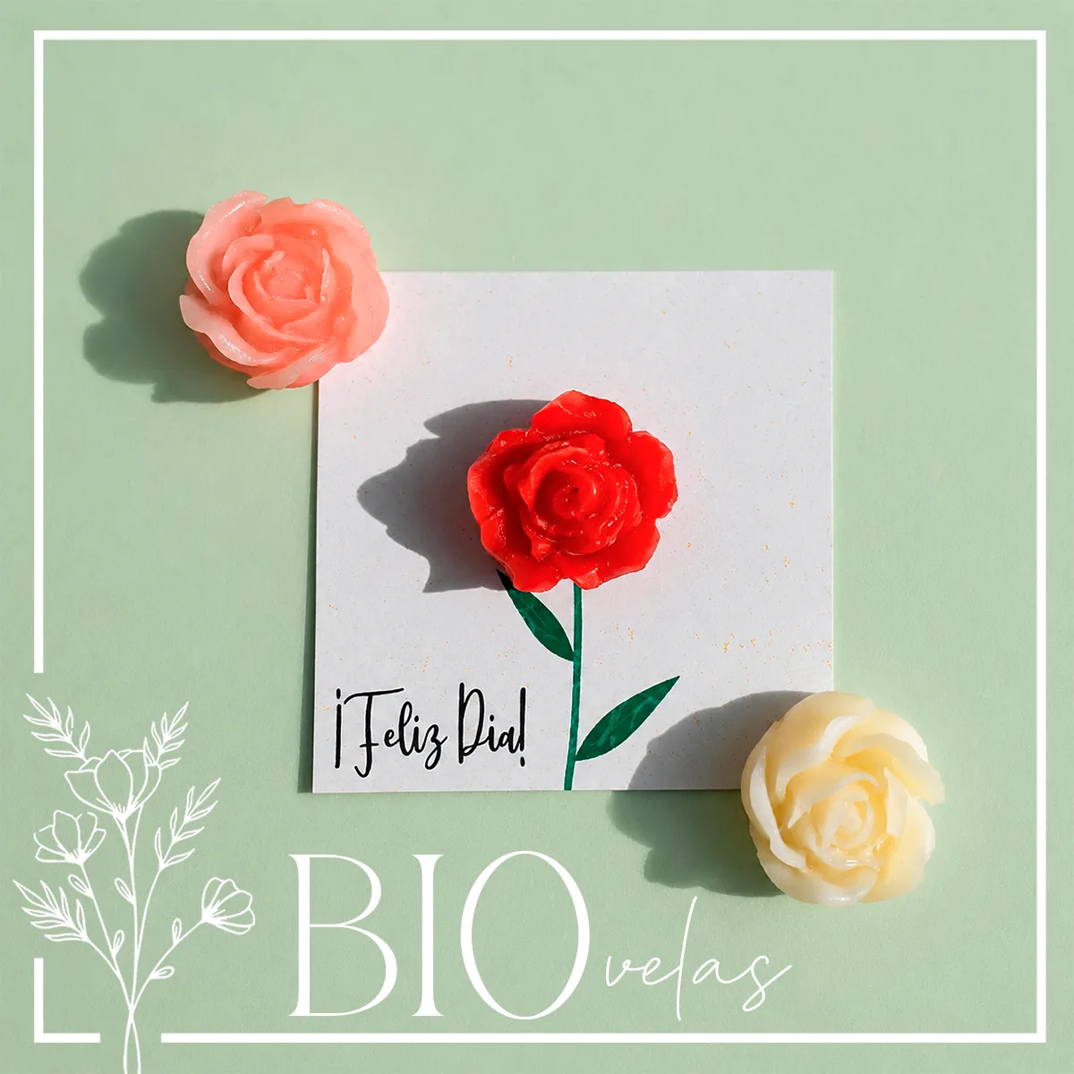 Flor en tarjeta chica — Bio Velas