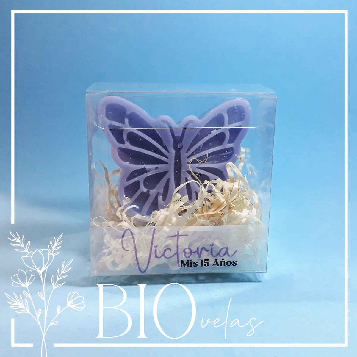 Mariposa en caja PVC — Bio Velas