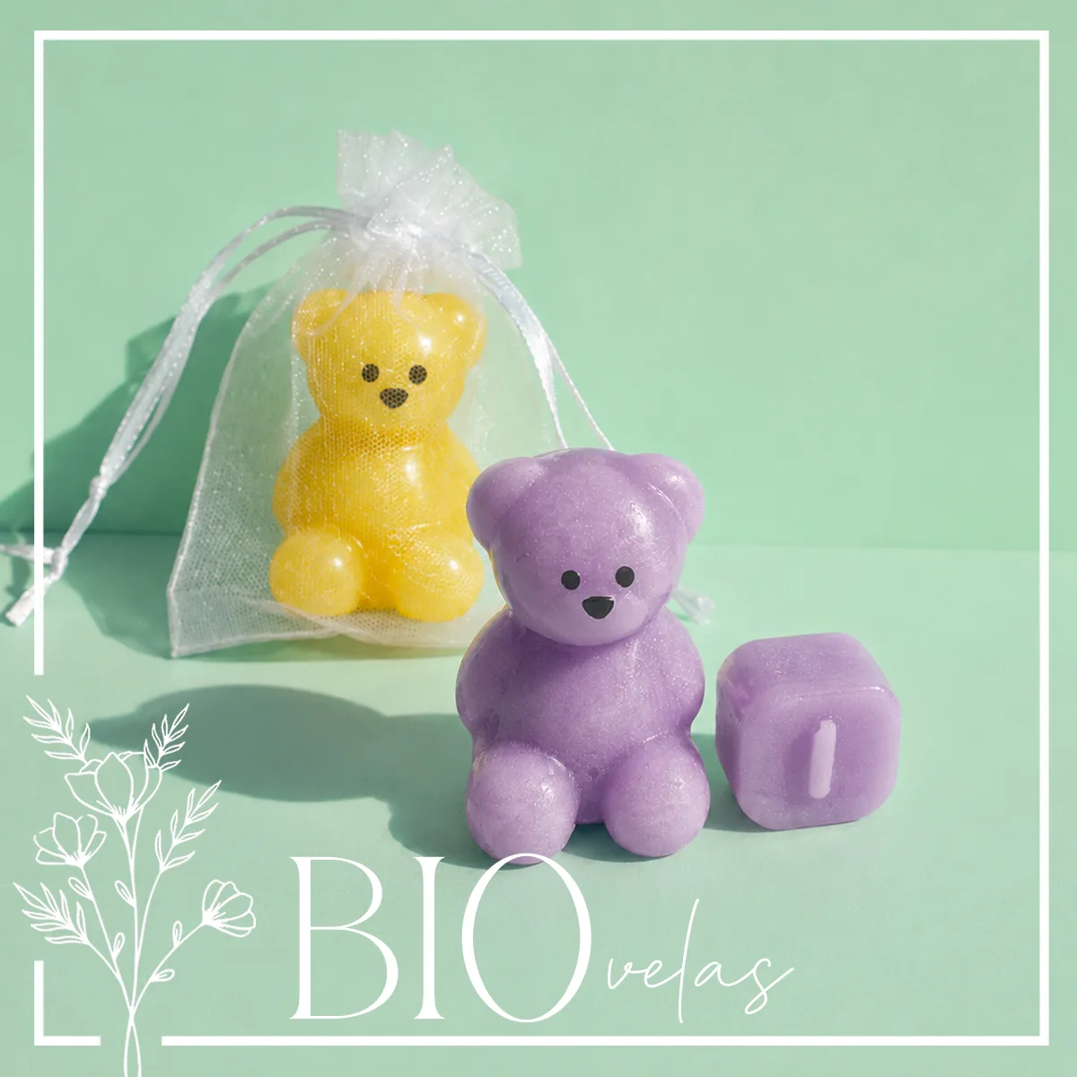 Oso con inicial en bolsita — Bio Velas