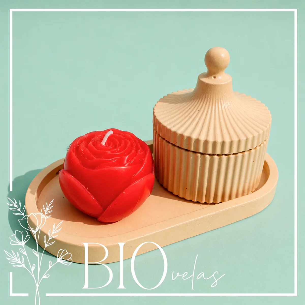Rosa en juego de yeso — Bio Velas