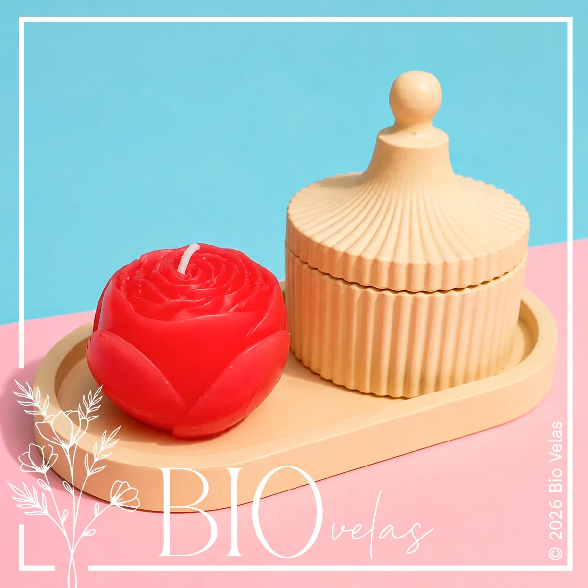 Rosa con alhajero — Bio Velas