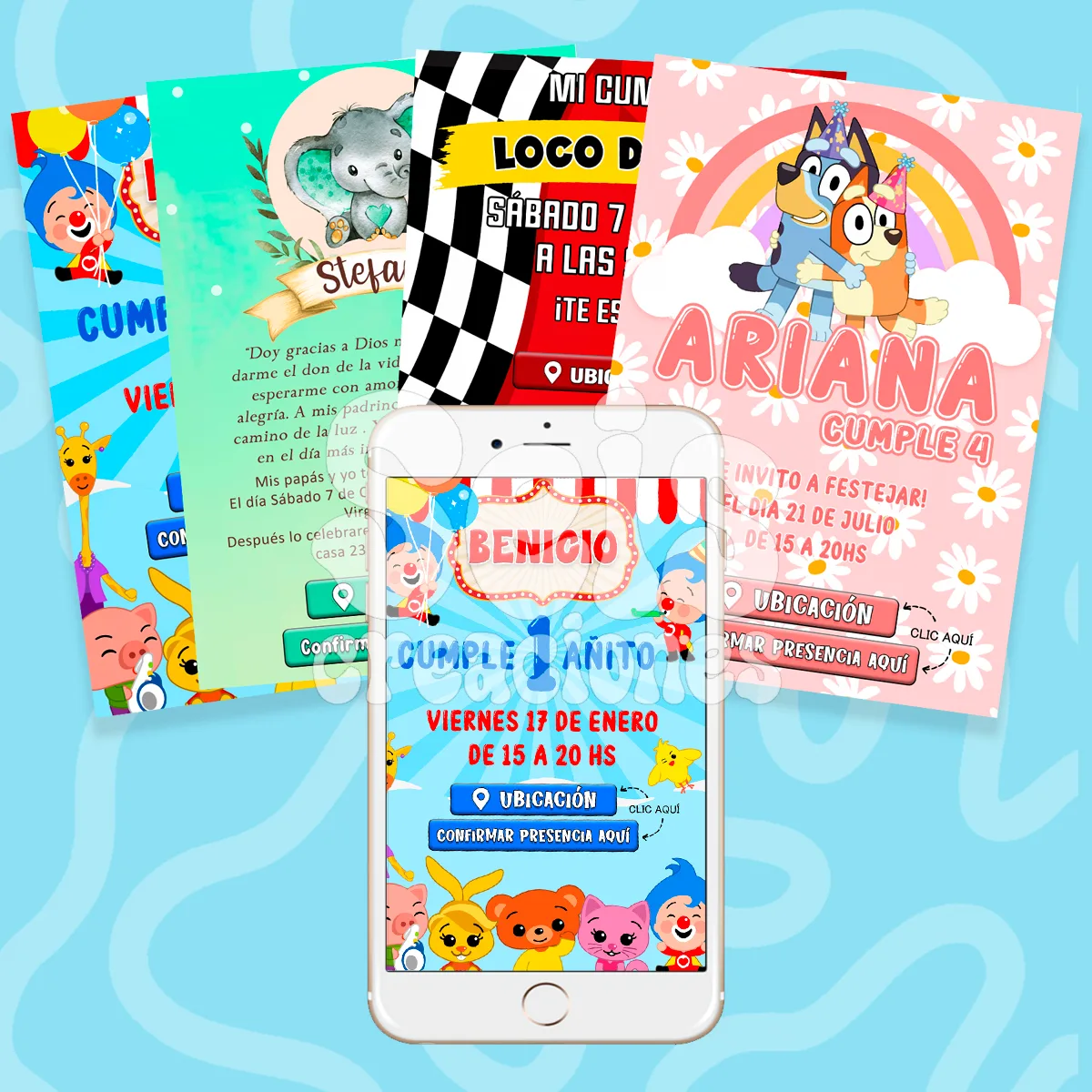 Invitación con botones — Seis Creaciones