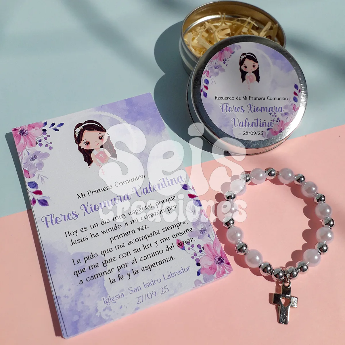 Tarjeta con lata denario blanco — Seis Creaciones