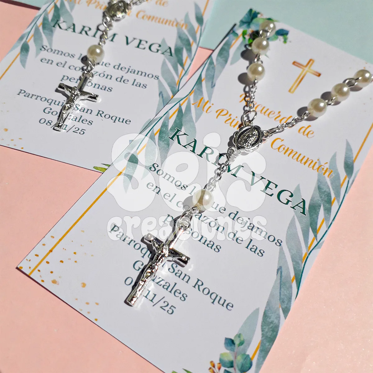 Tarjeta con denario plateado — Seis Creaciones
